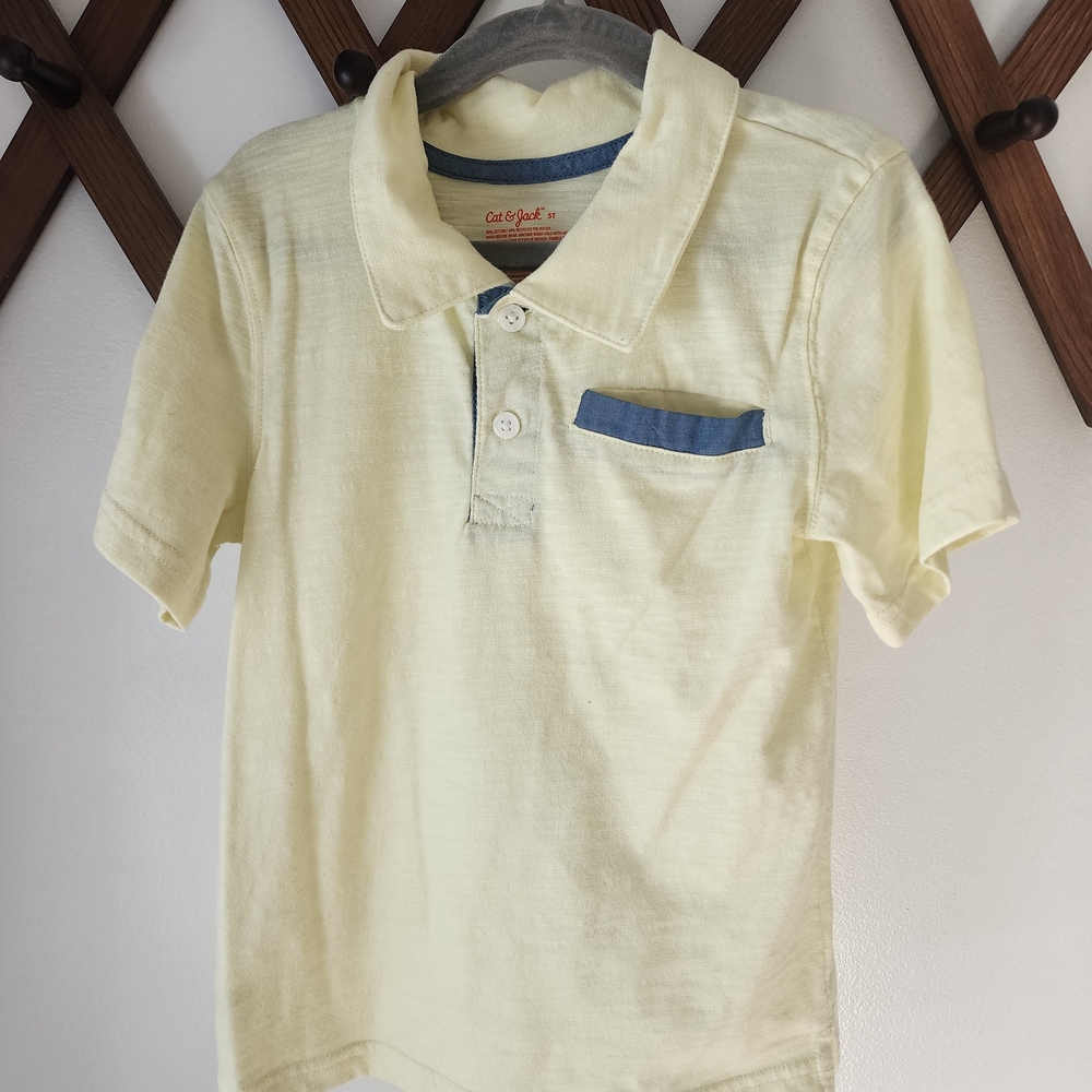 Cat & Jack Light Yellow Polo with Blue Pocket